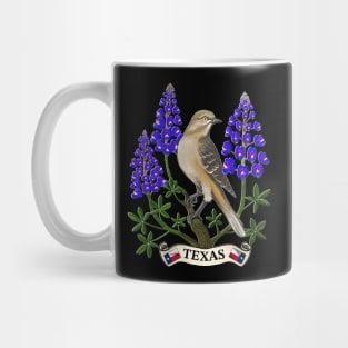 Texas state mockingbird and bluebonnet flower Mug